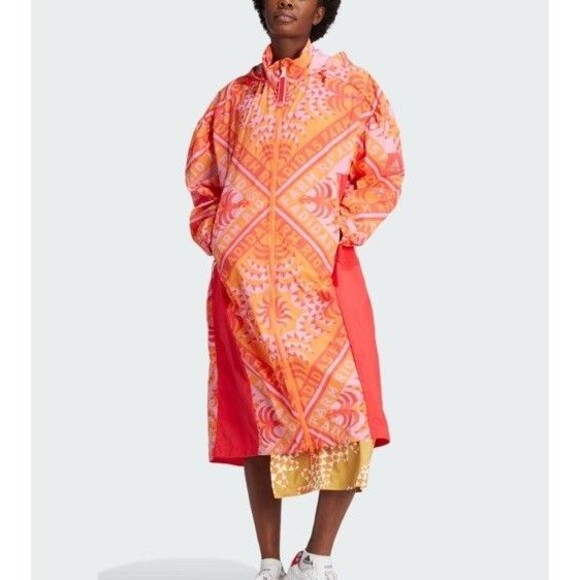 Farm Rio x Adidas XS Myshelter Windbreaker Long Jacket Soccer Brazil Pink Red - Picture 2 of 15